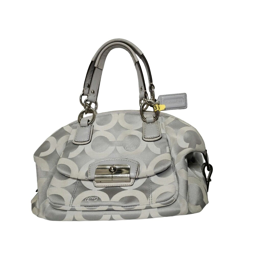 Coach Kristin Op Art Signature Domed Satchel Gray Handbag Purse 19329